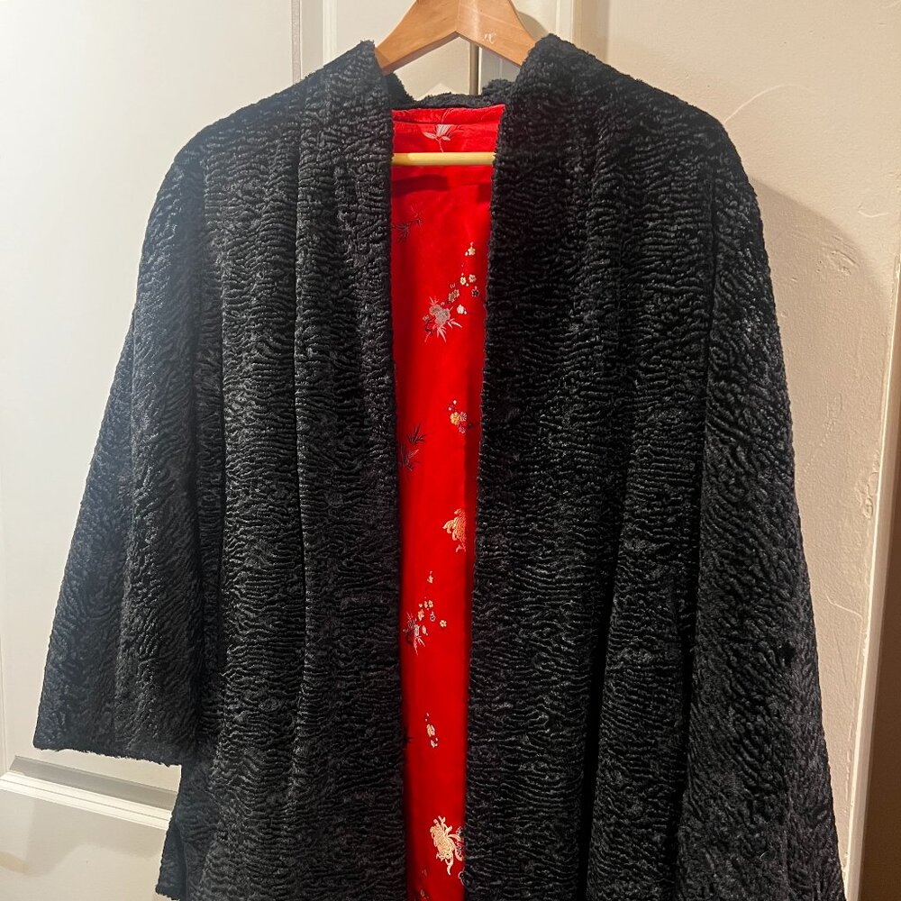 Vintage Reversible Red & Black Asian Inspired Bracelet Length Sleeves Jacket L